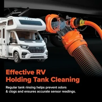 Camco Rhino Blaster RV Tank Rinser with Backflow Preventer RV Accessories for Toilet and Waste Tank Cleaning - Essential Camper Supplies for Odor Control and Sensor Maintenance - (39080)