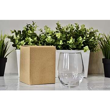 Monogram Wreath Single Letter R - 20oz Stemless Wine Glasses | Personalized Gift with Laser Engraving and Chip Resistant Rim