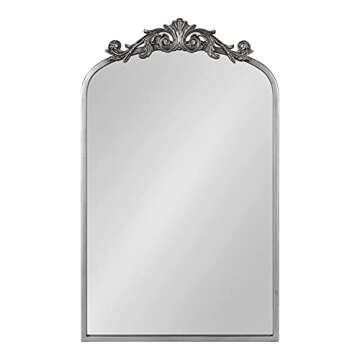Kate and Laurel Arendahl Traditional Ornate Wall Mirror - Antique Silver, 19 x 31