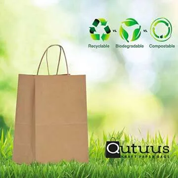 Qutuus 50 Pcs Kraft Paper Shopping Bags for All Occasions
