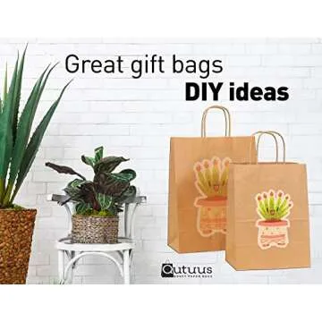 Qutuus 50 Pcs Kraft Paper Shopping Bags for All Occasions
