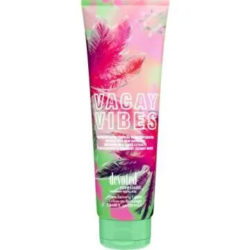Devoted Creations Vacay Vibes Tanning Lotion – Indoor/Outdoor Tropical Bronzing Cocktail Infused with Skin Quenching Watermelon and Guava Extracts, plus Electrolyte Enhanced Coconut Water – 8.5 oz.