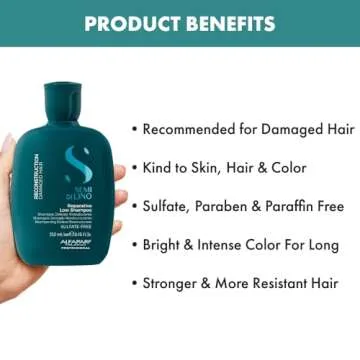 Alfaparf Milano Semi Di Lino Reconstruction Reparative Shampoo for Damaged Hair - Color Safe, Hydrating Shampoo for Dry Hair - Restores Fiber & Elasticity - Sulfate & Paraben Free - Vegan (8.45 oz)