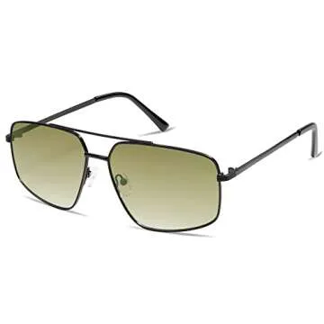 Appassal Retro Polarized Aviator Sunglasses Vintage Hexagonal Metal Frame Sun Glasses AP3634,Black/Green