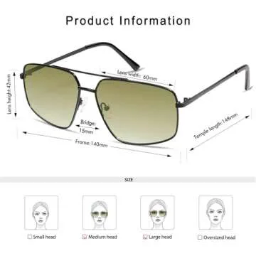 Appassal Retro Polarized Aviator Sunglasses Vintage Hexagonal Metal Frame Sun Glasses AP3634,Black/Green