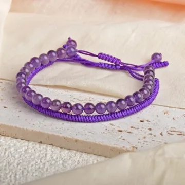 LPBeads Amethyst Bracelet Adjustable Natural Stone Gift