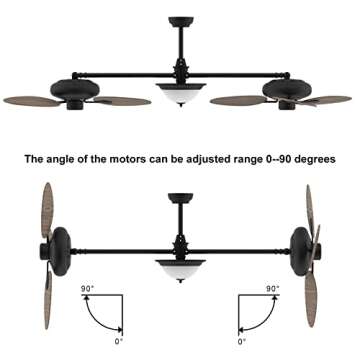 Ovlaim 86 Inch Large Double Ceiling Fan with Remote Control