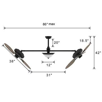 Ovlaim 86 Inch Large Double Ceiling Fan with Remote Control