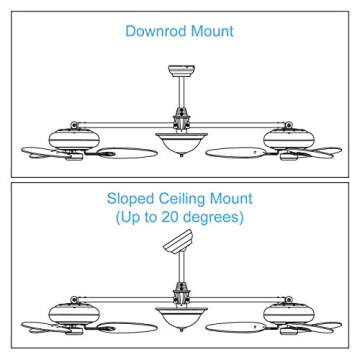Ovlaim 86 Inch Large Double Ceiling Fan with Remote Control