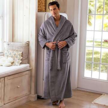 Alexander Del Rossa Mens Robe, Plush Fleece Hooded Bathrobe Men, Men's Bathrobes, Big and Tall Bath Robe for Men Steel Gray 2XL (A0125STL2X)