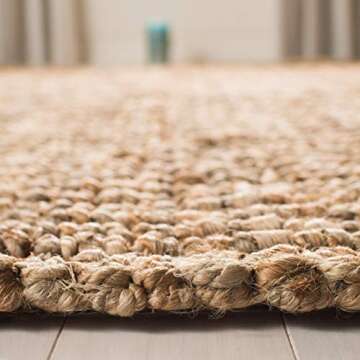 SAFAVIEH Natural Fiber Collection Area Rug - 9' x 12', Natural, Handmade Chunky Textured Jute 0.75-inch Thick, Ideal for High Traffic Areas in Living Room, Bedroom (NF447A)