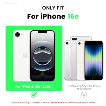 ORNARTO Compatible with iPhone 16e Case 6.1"(2025), Liquid Silicone 3 Layers Full Covered Soft Gel R...