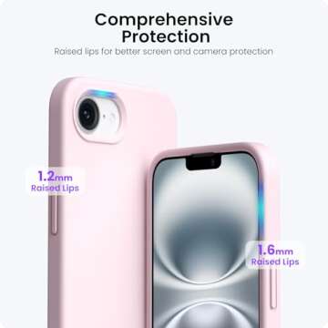 ORNARTO Compatible with iPhone 16e Case 6.1"(2025), Liquid Silicone 3 Layers Full Covered Soft Gel Rubber Phone Case,Shockproof Protective Cover with Anti-Scratch Microfiber Lining-Chalk Pink
