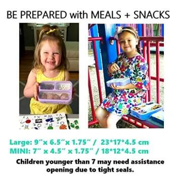 Bento Lunch-Box and Snack Container Set for Kids, 6 and 3 Compartment Boxes Leakproof School Bentos Meal Portion Control Containers BPA Free, Boys Girls Adults, Purple Lilac Large + MINI 2 pack