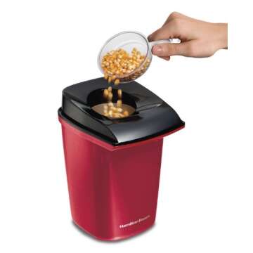 Hamilton Beach Electric Hot Air Popcorn Popper, Healthy Snack, Makes up to 18 Cups, Red (73400)