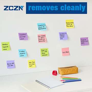 ZCZN 400 Sheets Pop-up Sticky Notes, 3 x 3 Inches, 4 Pads Bright Color Self-Stick Notes, 100 Sheets/Pad, White