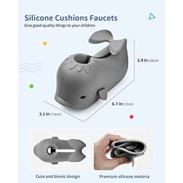 Mandoo Whale Faucet Cover for Kids - Bath Spout Safety Silicone