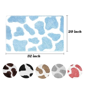 Yonchic Cow Print Bathroom Rug - Soft, Non-Slip Mat