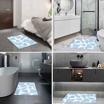 Yonchic Cow Print Bathroom Rug - Soft, Non-Slip Mat