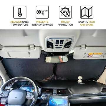 XHRING Windshield Sun Shade for Ford F150 F-150 F250 F350 1996-2024 2025 Raptor Expedition 1997-2024 Escape 2013-2019 Accessories, Car Front Window Sunshade Sun Visor Shield for Transit 2012-2024