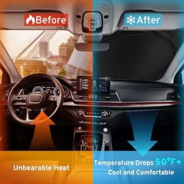 XHRING Windshield Sun Shade for Ford F150 F-150 F250 F350 1996-2024 2025 Raptor Expedition 1997-2024 Escape 2013-2019 Accessories, Car Front Window Sunshade Sun Visor Shield for Transit 2012-2024