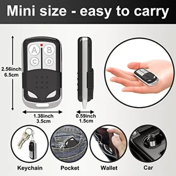 Compact Universal Garage Door Remote Keychain 4-Button Programmable