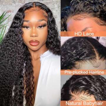 ALLRUN 4x4 Curly Wigs Human Hair Pre Plucked Glueless Kinky Curly Wig Wear N Go Closure Wigs Human Hair For Black Women 180% Density Lace Closure Wig 18 Inch