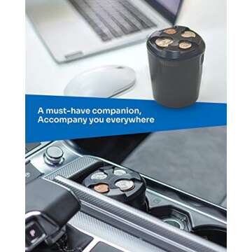 JOYTUTUS Universal High Capacity Car Coin Holder for Cup, Change Holder Compatible with Most Trucks Accessories, Sort Penny, Quarter, Dime, Nickels (Black)