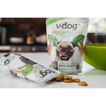 V-Dog Vegan Wiggle Biscuit Organic Dog Treats, Peanut Butter, 10 Ounce, Superfoods