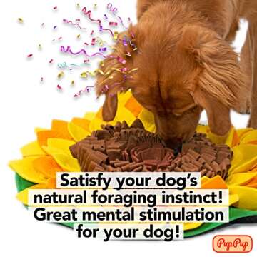 PupPup Sunflower Snuffle Mat - Satisfy Your Dog's Natural Foraging Instinct. Made with Durable Materials. Great Mental Stimulation for Your Dog. Slow Feeder Dog Food Mat. Dog Puzzle Toy.