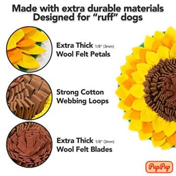 PupPup Sunflower Snuffle Mat - Satisfy Your Dog's Natural Foraging Instinct. Made with Durable Materials. Great Mental Stimulation for Your Dog. Slow Feeder Dog Food Mat. Dog Puzzle Toy.
