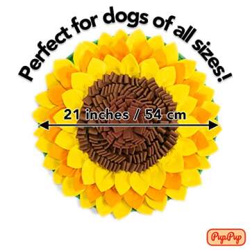 PupPup Sunflower Snuffle Mat - Satisfy Your Dog's Natural Foraging Instinct. Made with Durable Materials. Great Mental Stimulation for Your Dog. Slow Feeder Dog Food Mat. Dog Puzzle Toy.