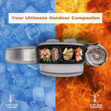 Couple Gifts 22L Picnic Basket Set, Grey Insulated Picnic Backpack for 2, Leak Proof Cooler Camping ...