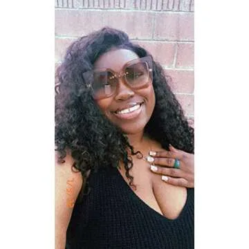 FEISEDY Sunglasses Womens Trendy, Oversized Square Shades, Pearl Inlay Cat Eye Frame UV400 Protection B2625,Champagne/Gradient Tea