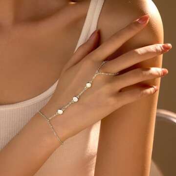 YANCHUN Hand Chain Bracelet Ring Bracelet Hand Chain Trendy Gold Bracelets Adjustable Rhinestone Hand Jewelry Gifts for Women