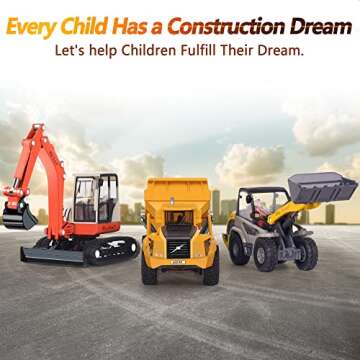 iPlay, iLearn Heavy Duty Construction Site Playset, Metal Dump Truck, Excavator Digger Backhoe, Trac...