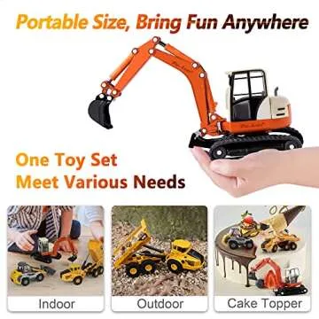iPlay, iLearn Heavy Duty Construction Site Playset, Metal Dump Truck, Excavator Digger Backhoe, Tractor Bulldozer Diecast Vehicle, Outdoor Sandbox Car Toy, Birthday Gift 3 4 5 Year Old Boy Kid Toddler