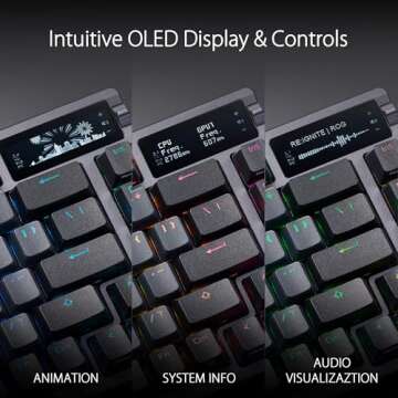 ASUS ROG Azoth 75% Wireless DIY Custom Gaming Keyboard, OLED Display, Gasket-Mount, Three-Layer Damp...