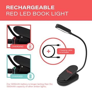 Hooga Rechargeable Red Book Light for Healthy Reading