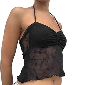 Y2K Women Halter Crop Top - Trendy Summer Cami Tank