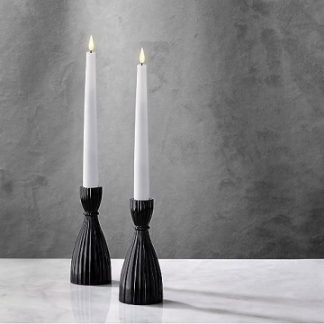 LampLust Modern Black Taper Candle Holders Set - Elegant Glass Holders for Any Occasion