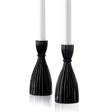 LampLust Black Taper Candle Holders Set of 2 for Stylish Decor