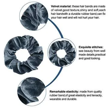 Whaline 12Pcs Blue Gray Theme Hair Scrunchies Velvet Elastics Scrunchy Bobbles Soft Hair Bands Hair Ties Hair Accessories for Girls, Women