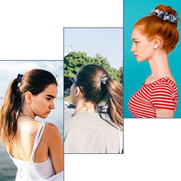 Whaline 12Pcs Blue Gray Theme Hair Scrunchies Velvet Elastics Scrunchy Bobbles Soft Hair Bands Hair Ties Hair Accessories for Girls, Women