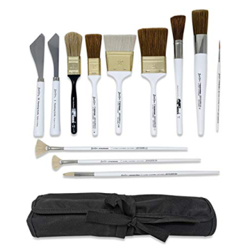 Bob Ross 13-Piece Landscape Painting Tools Bundle, 10x Paint Brushes, 2X Painting Knives, 1x Velono ...