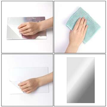 Aneco 6 Pack Thickened Acrylic Mirror Sheets Self Adhesive Plastic Mirror Tiles Mirror Wall Stickers Decal for Home Room Decor, 6 x 9 inches (Thickness 2 mm)