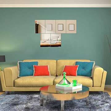 Aneco 6 Pack Thickened Acrylic Mirror Sheets Self Adhesive Plastic Mirror Tiles Mirror Wall Stickers Decal for Home Room Decor, 6 x 9 inches (Thickness 2 mm)