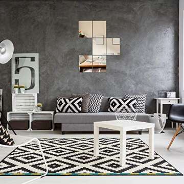 Aneco 6 Pack Thickened Acrylic Mirror Sheets Self Adhesive Plastic Mirror Tiles Mirror Wall Stickers Decal for Home Room Decor, 6 x 9 inches (Thickness 2 mm)