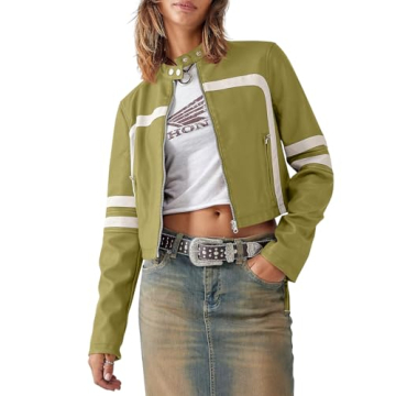 Saodimallsu Women's Stylish Faux Leather Cropped Jacket