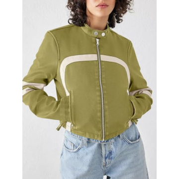 Saodimallsu Women's Stylish Faux Leather Cropped Jacket